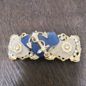 Gold and Blue Anchor Hair Clip
